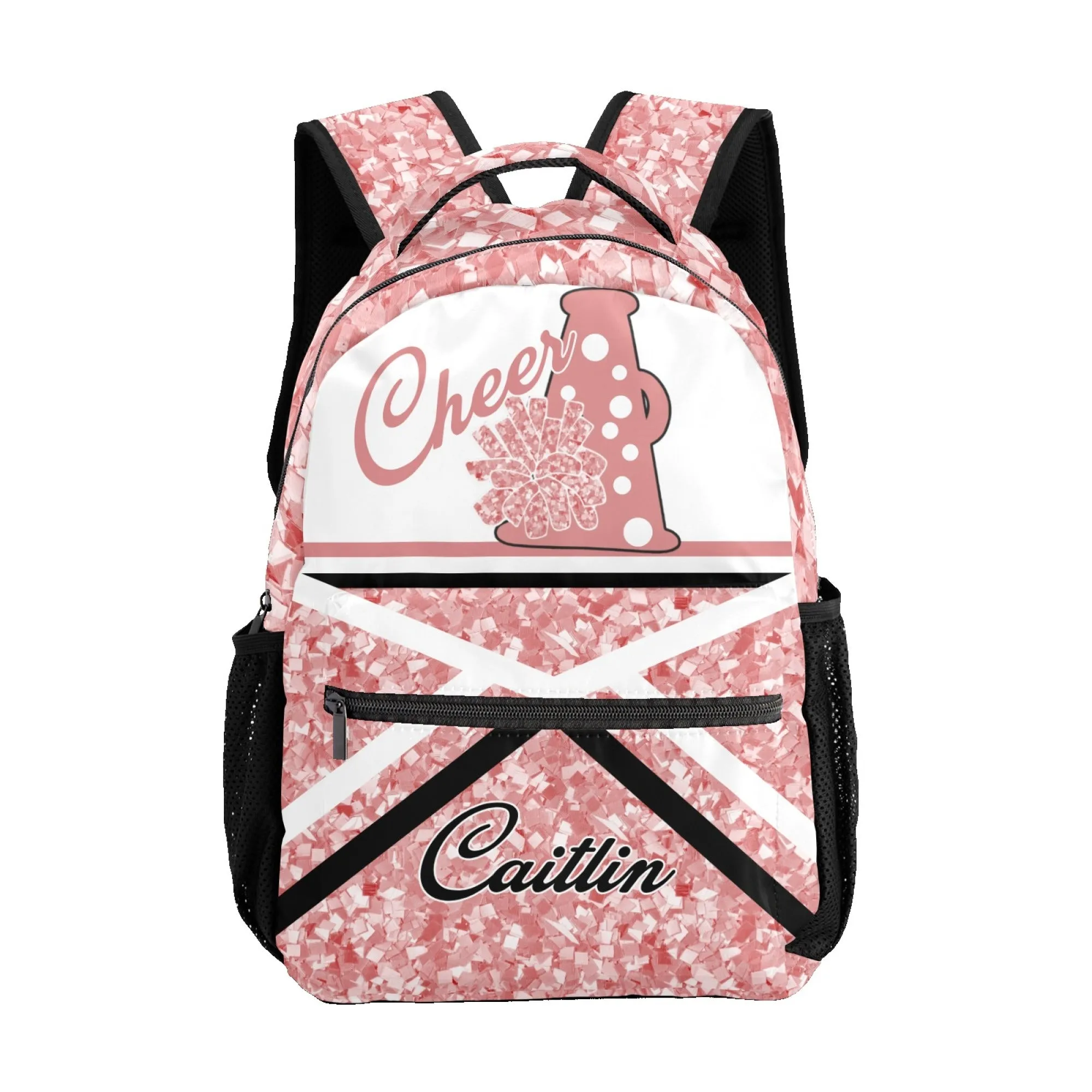 Custom Cheer Cheerleader Black Personalized Backpack with Name Waterproof Bag for Birthday Holiday Gift
