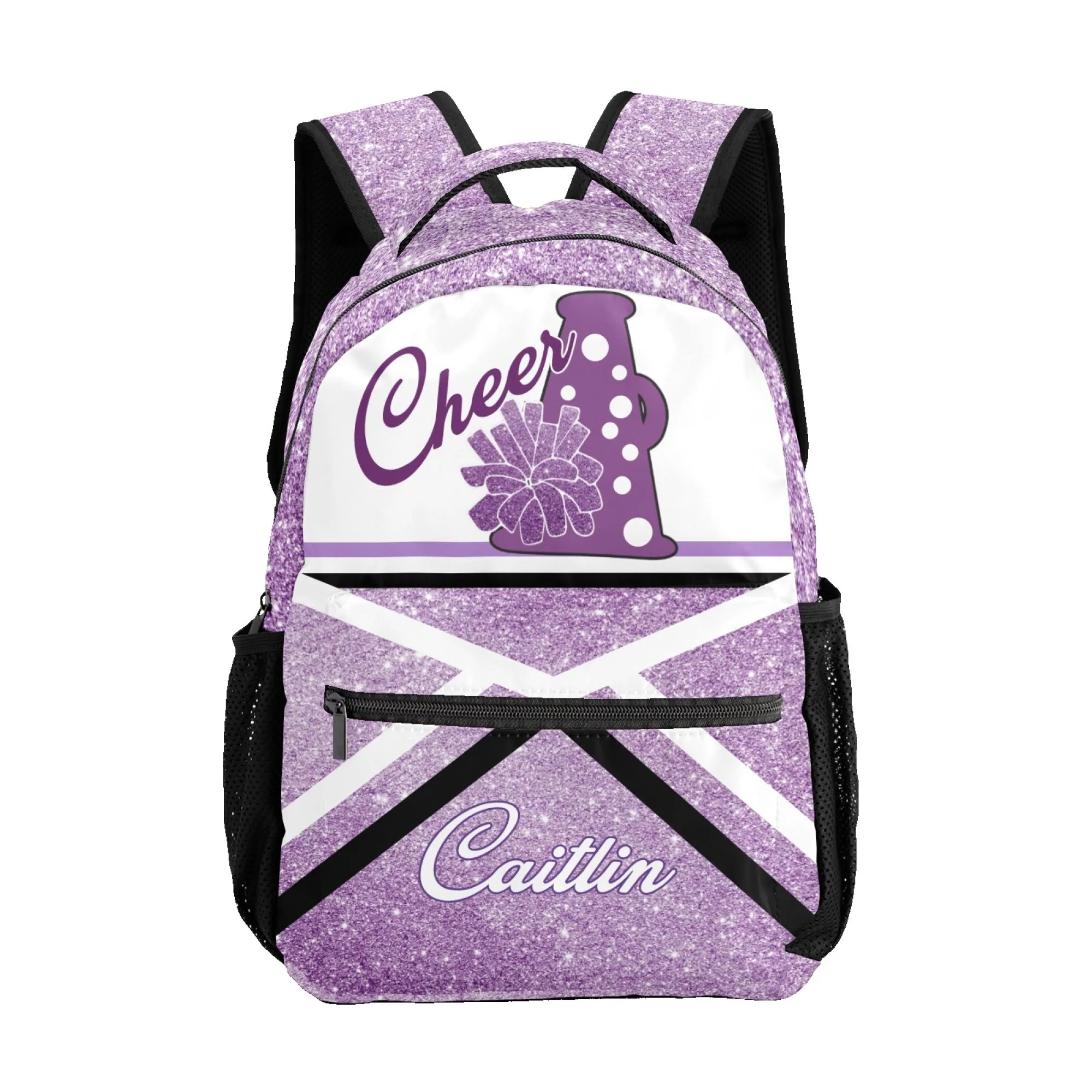 Custom Cheer Cheerleader Black Personalized Backpack with Name Waterproof Bag for Birthday Holiday Gift
