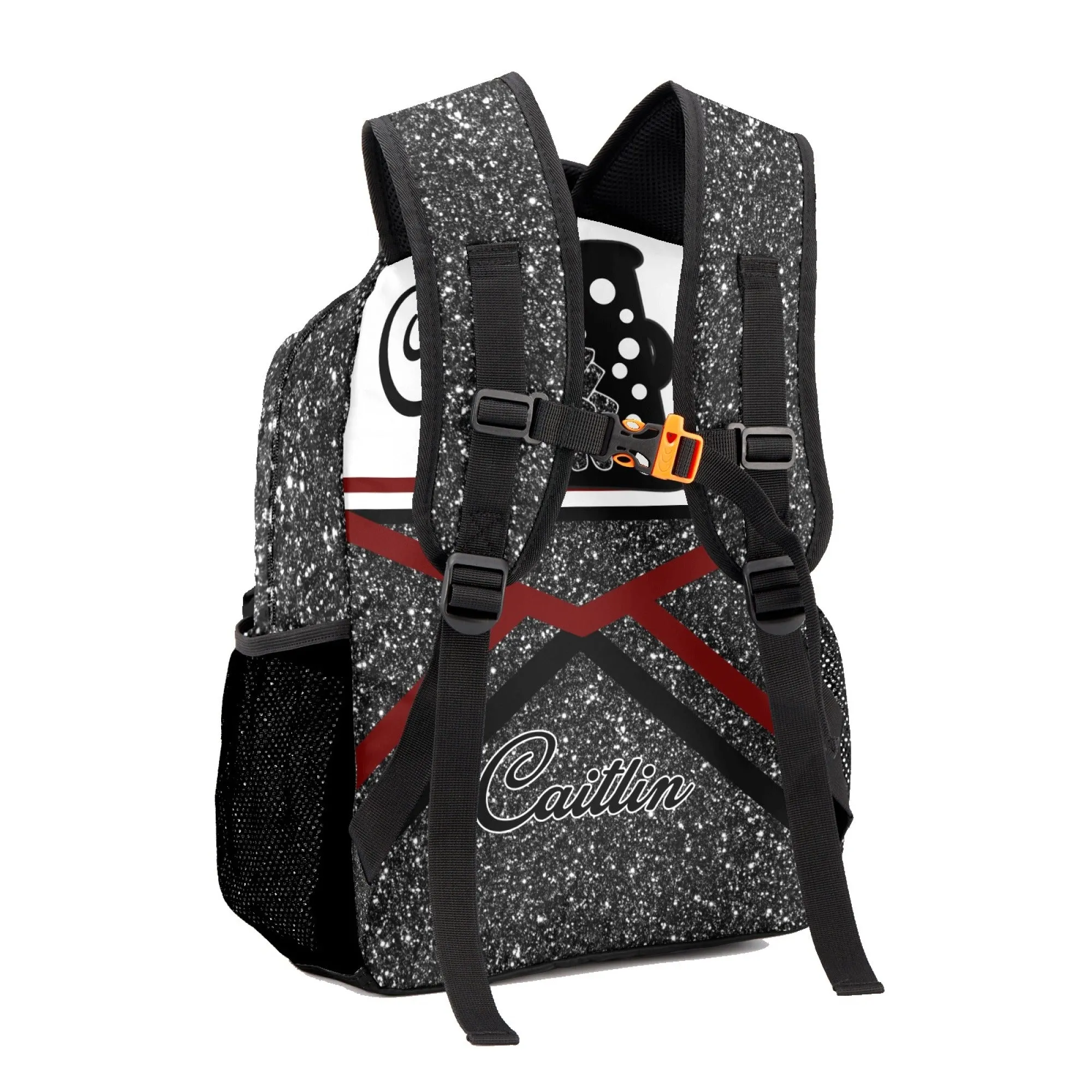 Custom Cheer Cheerleader Black Personalized Backpack with Name Waterproof Bag for Birthday Holiday Gift
