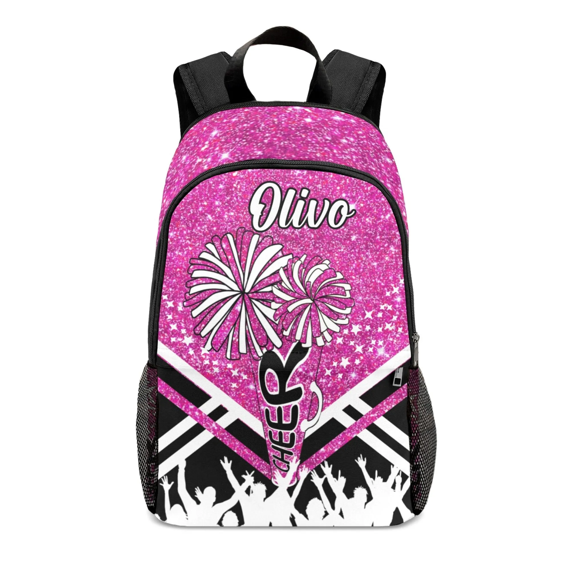 Custom Cheer Cheerleader Blue Green Pink Red Silver Orange All Over Print Casual Name Backpacks