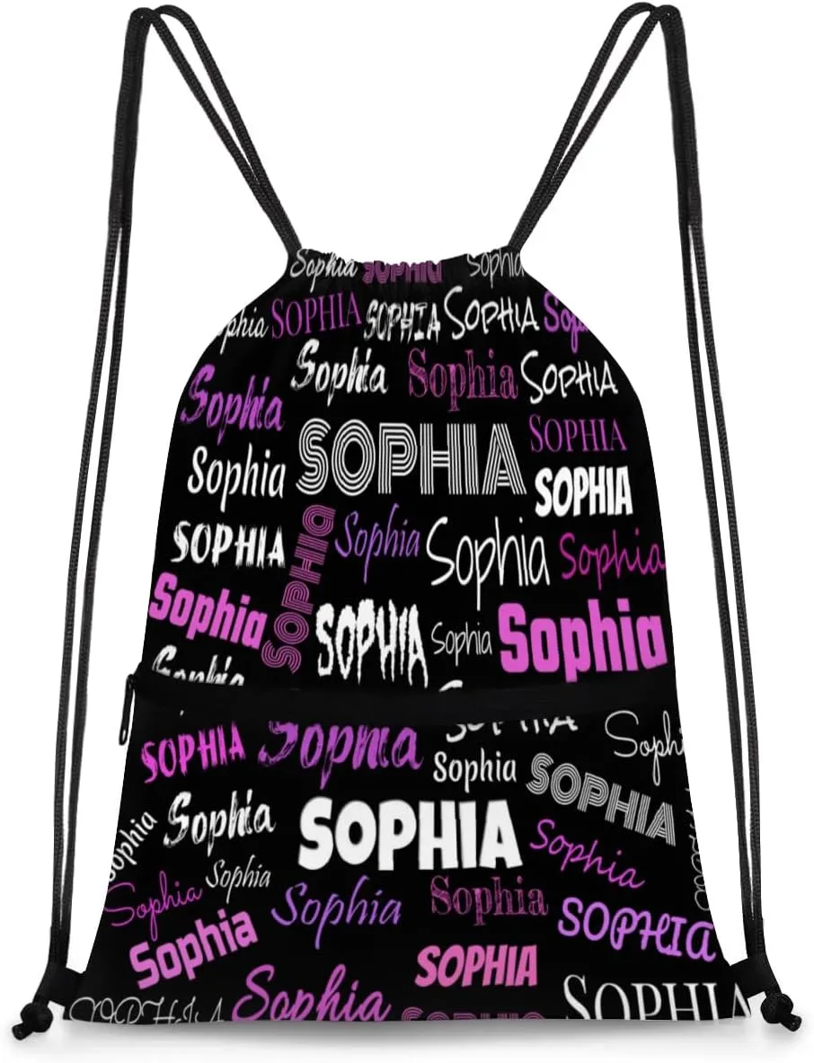 Custom Drawstring Bags, Customize Your Own Colorful Name Bags Customized Gift Sports Travel Gym Ballet Dance Drawstring Bag, Black