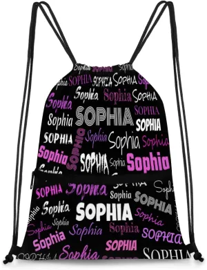 Custom Drawstring Bags, Customize Your Own Colorful Name Bags Customized Gift Sports Travel Gym Ballet Dance Drawstring Bag, Black