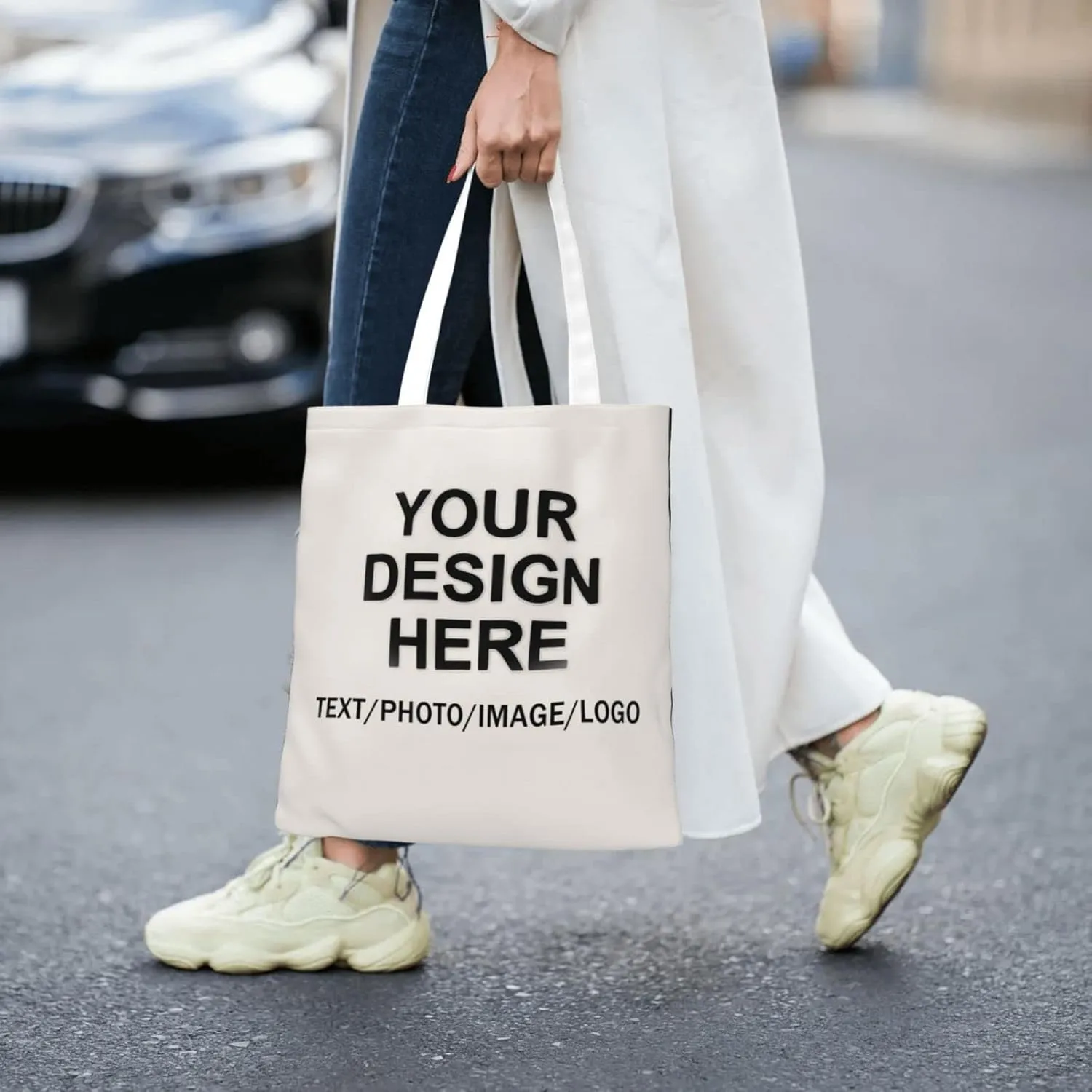 Custom Tote Bag Design Your Own Text/Photo/Logo Printed, Personalized Shoulder Handbag Large Capacity for Men/Women
