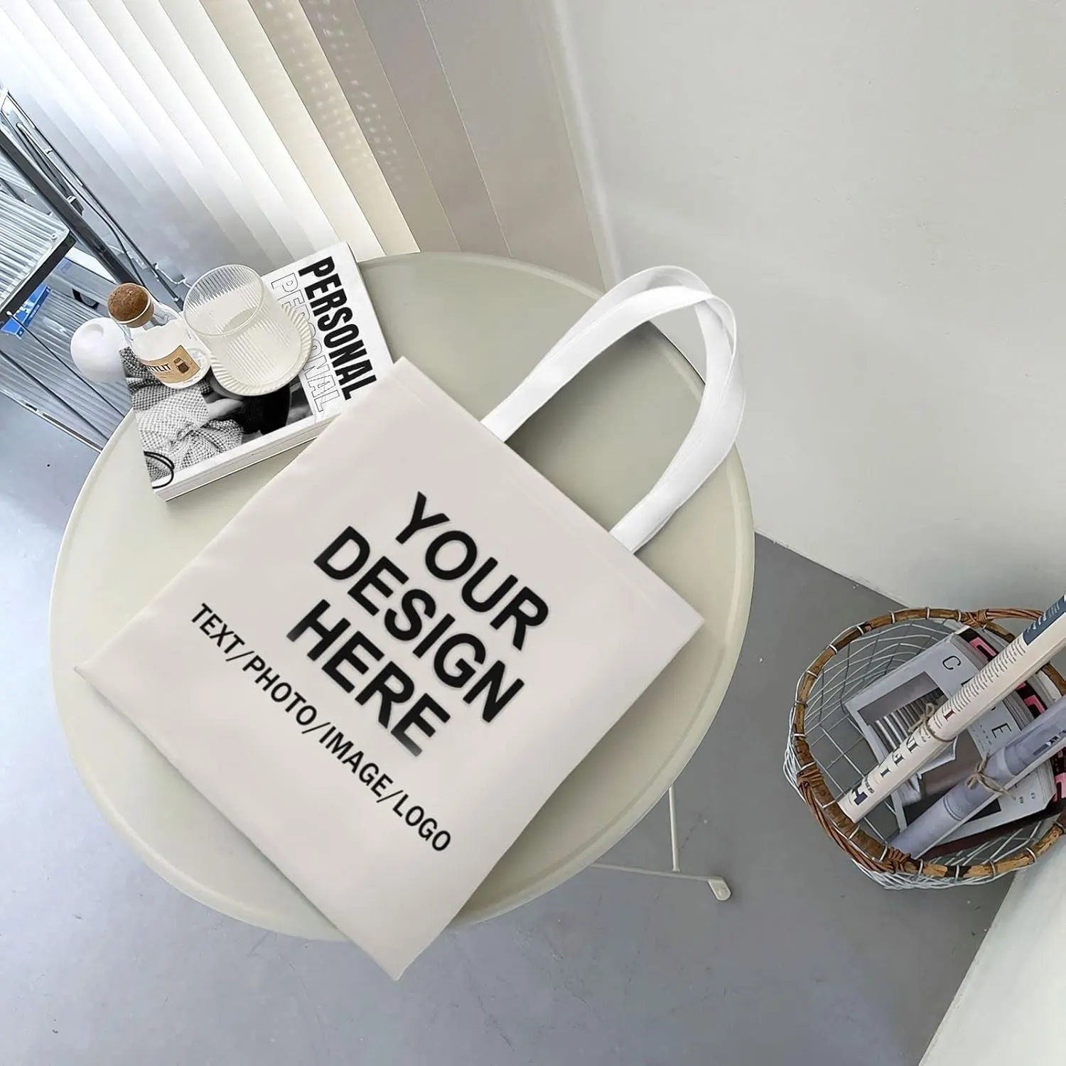 Custom Tote Bag Design Your Own Text/Photo/Logo Printed, Personalized Shoulder Handbag Large Capacity for Men/Women