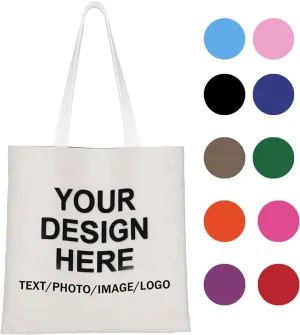 Custom Tote Bag Design Your Own Text/Photo/Logo Printed, Personalized Shoulder Handbag Large Capacity for Men/Women