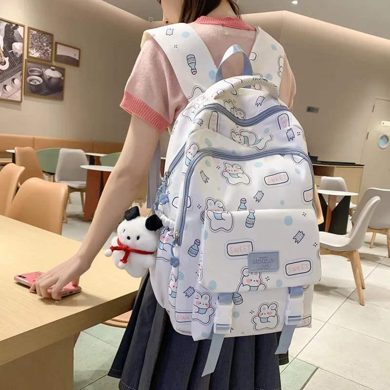 Cute Cartoon Printed Backpack Large Capacity Schoolbag