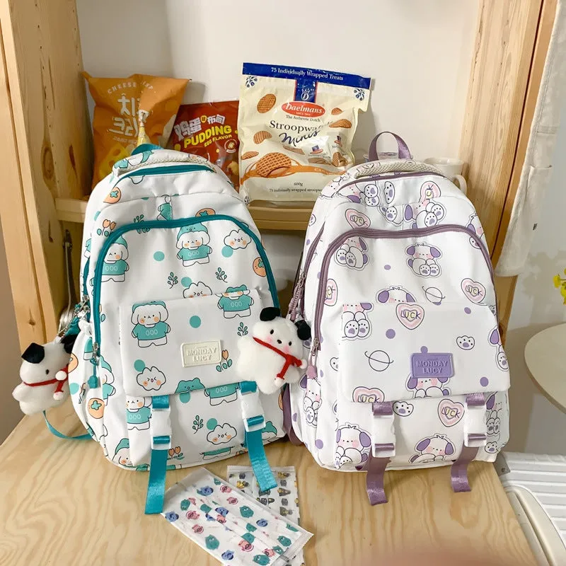Cute Cartoon Printed Backpack Large Capacity Schoolbag