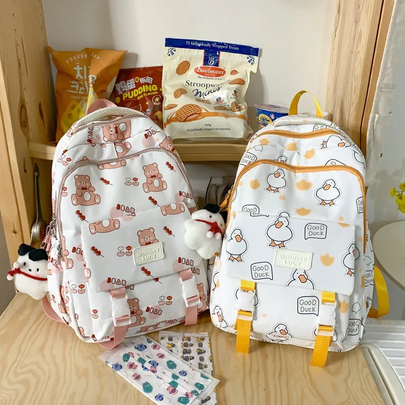 Cute Cartoon Printed Backpack Large Capacity Schoolbag