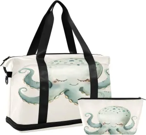Cute Little Octopus Travel Duffel Bag Waterproof Gym Sport Tote Bag Carry On Weekender Bag with Compartment