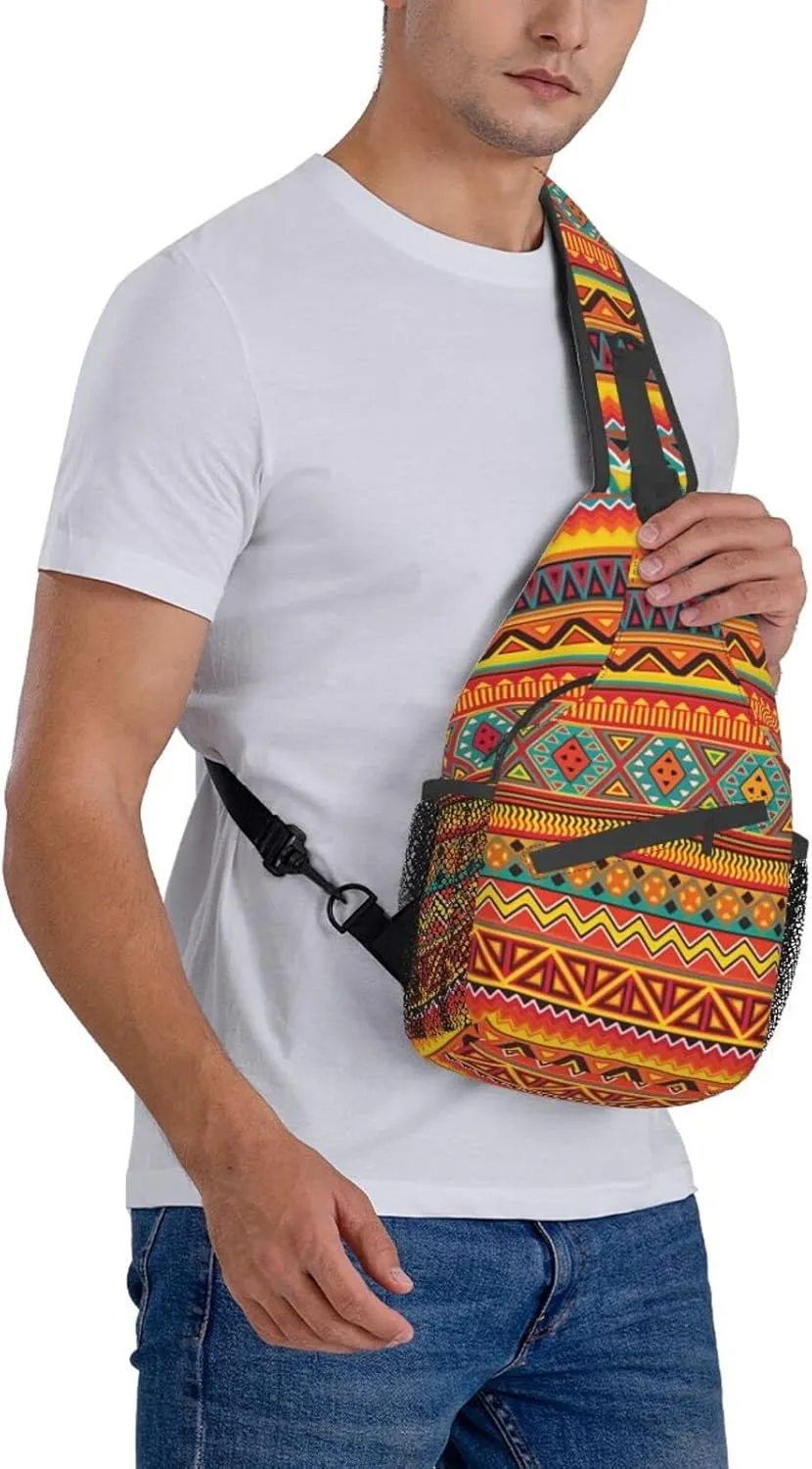 Cute Native American Sling Backpack Casual Indian Chest Bags Crossbody Travel Hiking Daypack For Women Men