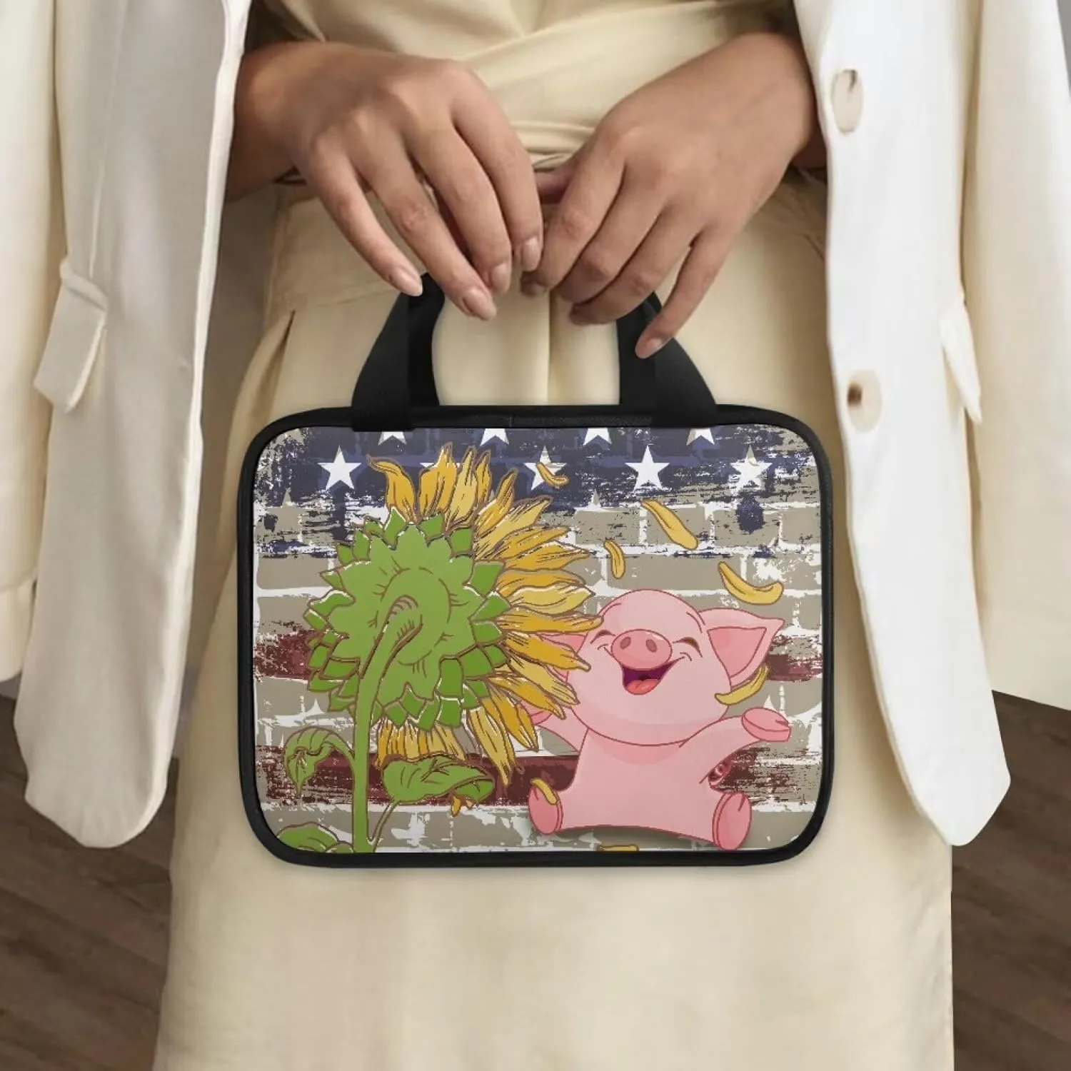 Cute Patterns Bible Cover Bible Case for Women Canvas Bible Tote Bag with Built-in Pocket Handle Church Book Cover