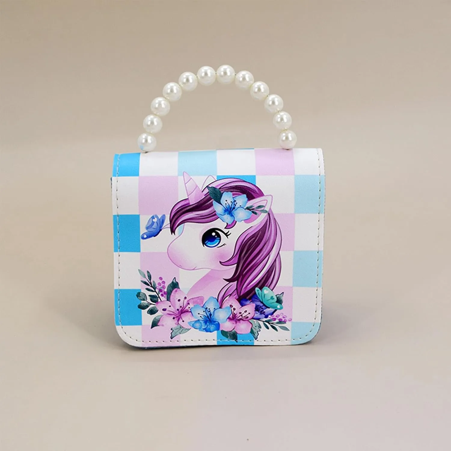 Cute Unicorn Little Girls Purse Kids Crossbody Bag Shoulder Purse Handbag with Pearl Handle