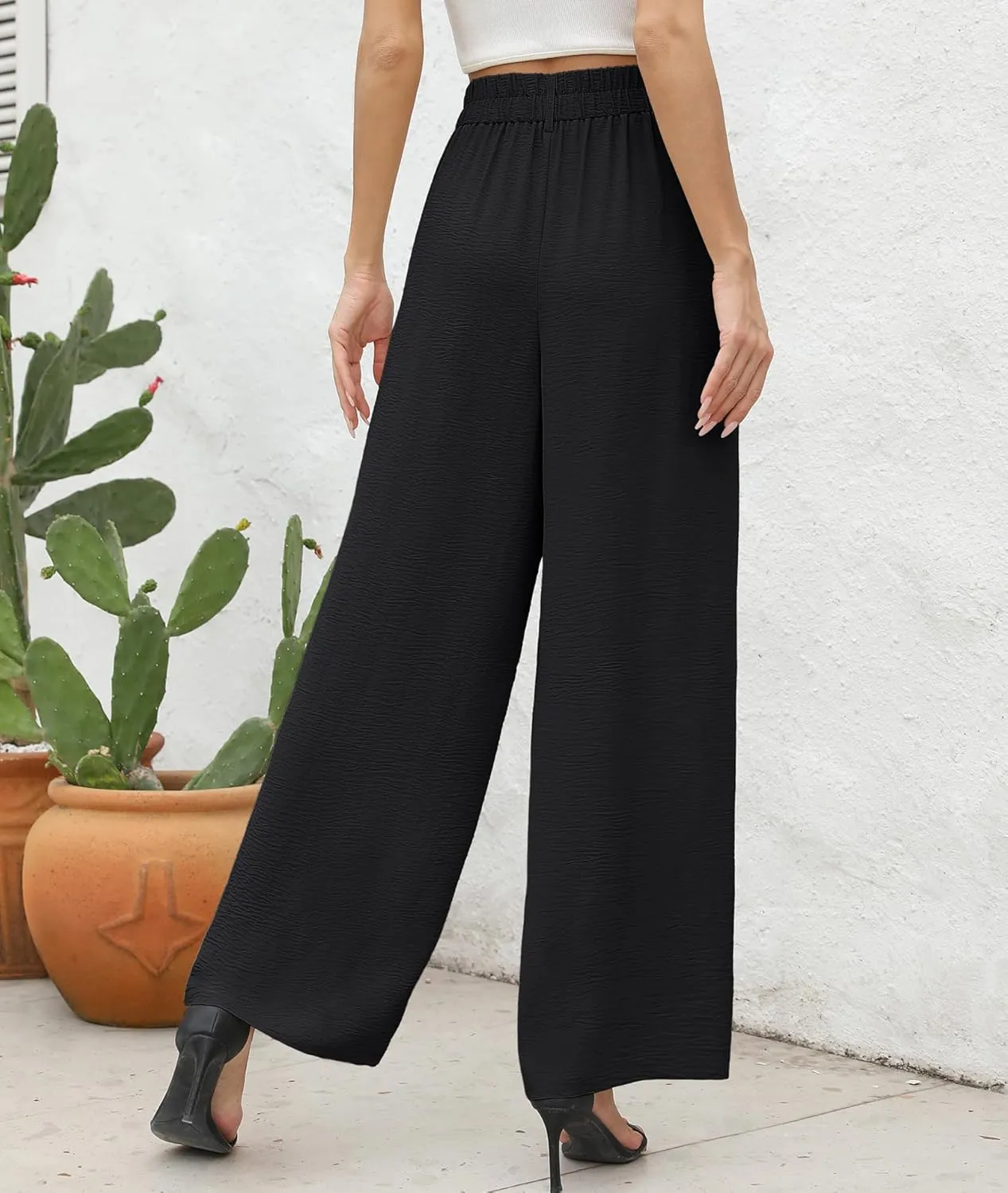 CZYINXIAN Women's Casual High Waisted Wide Leg Pants Flowy Business Work Casual Pants with Pockets
