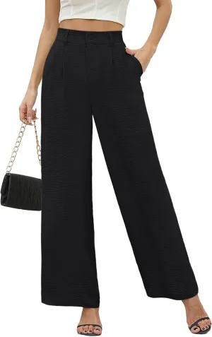 CZYINXIAN Women's Casual High Waisted Wide Leg Pants Flowy Business Work Casual Pants with Pockets