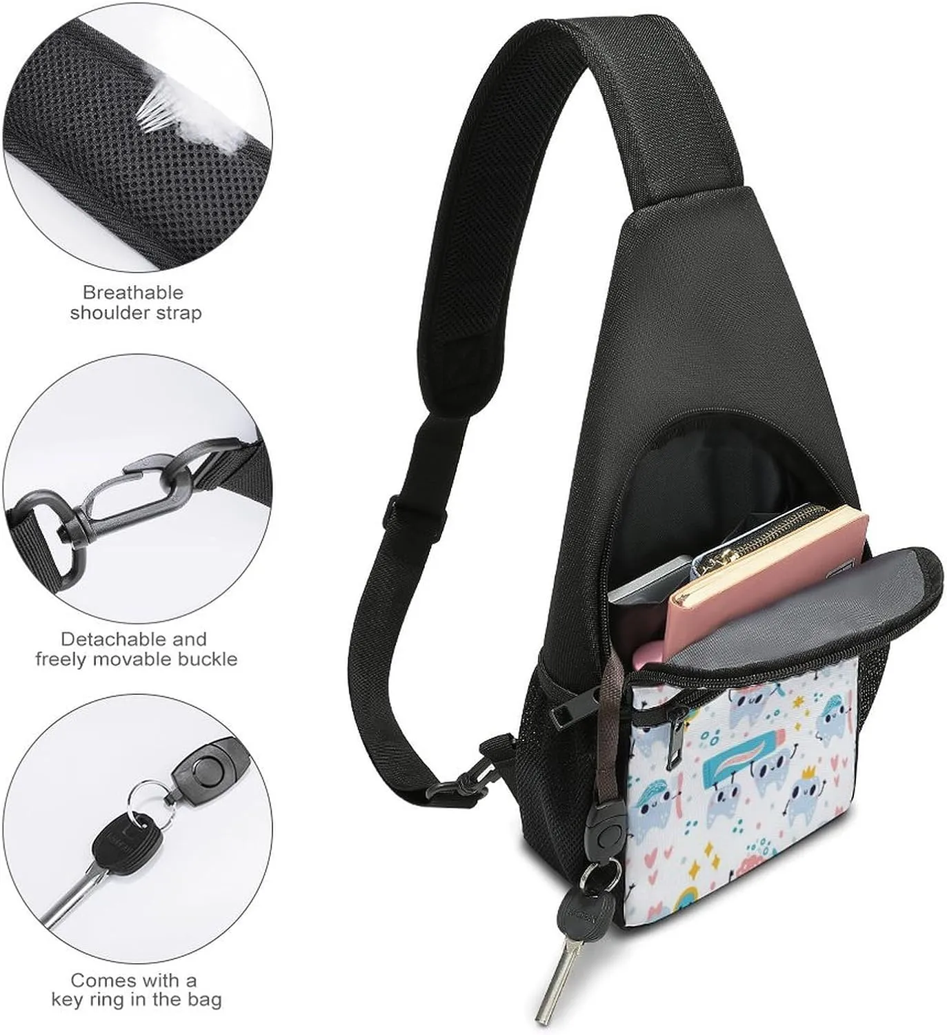 Dachshunds Clothes Dog Large Capacity Portable Chest Bag, Single Shoulder Chest Bag