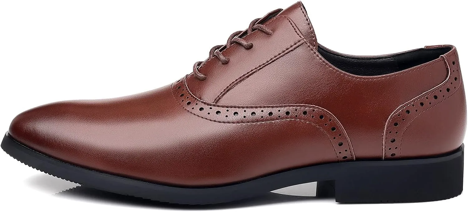 DADAWEN Men's Leather Lined Dress Shoes Formal Business Shoes Classic Lace-up Oxfords