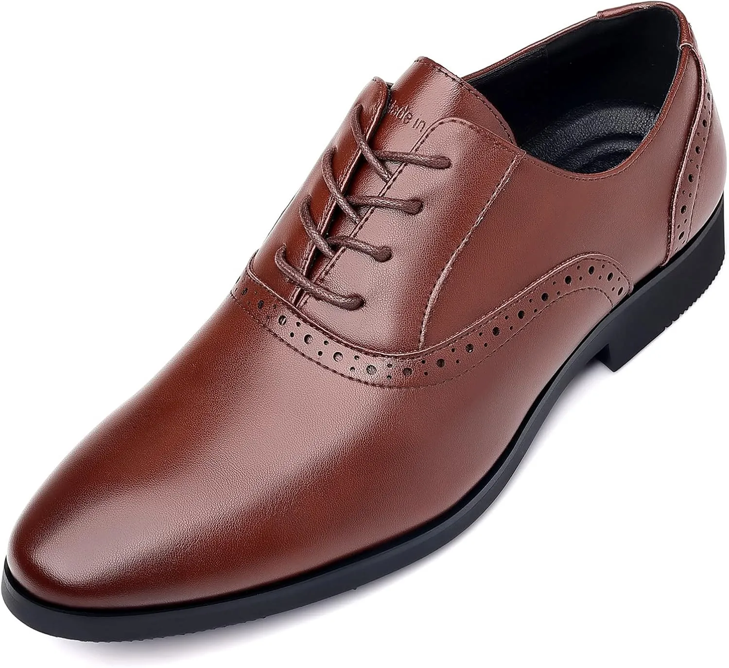 DADAWEN Men's Leather Lined Dress Shoes Formal Business Shoes Classic Lace-up Oxfords