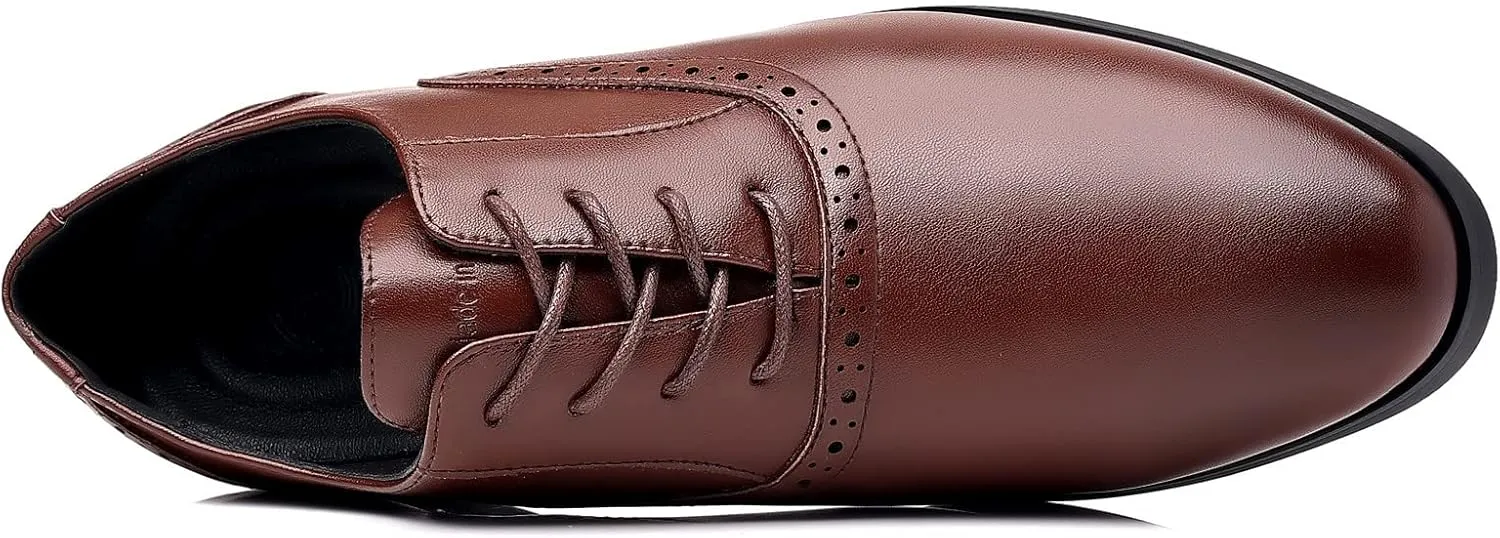 DADAWEN Men's Leather Lined Dress Shoes Formal Business Shoes Classic Lace-up Oxfords