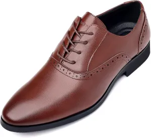 DADAWEN Men's Leather Lined Dress Shoes Formal Business Shoes Classic Lace-up Oxfords