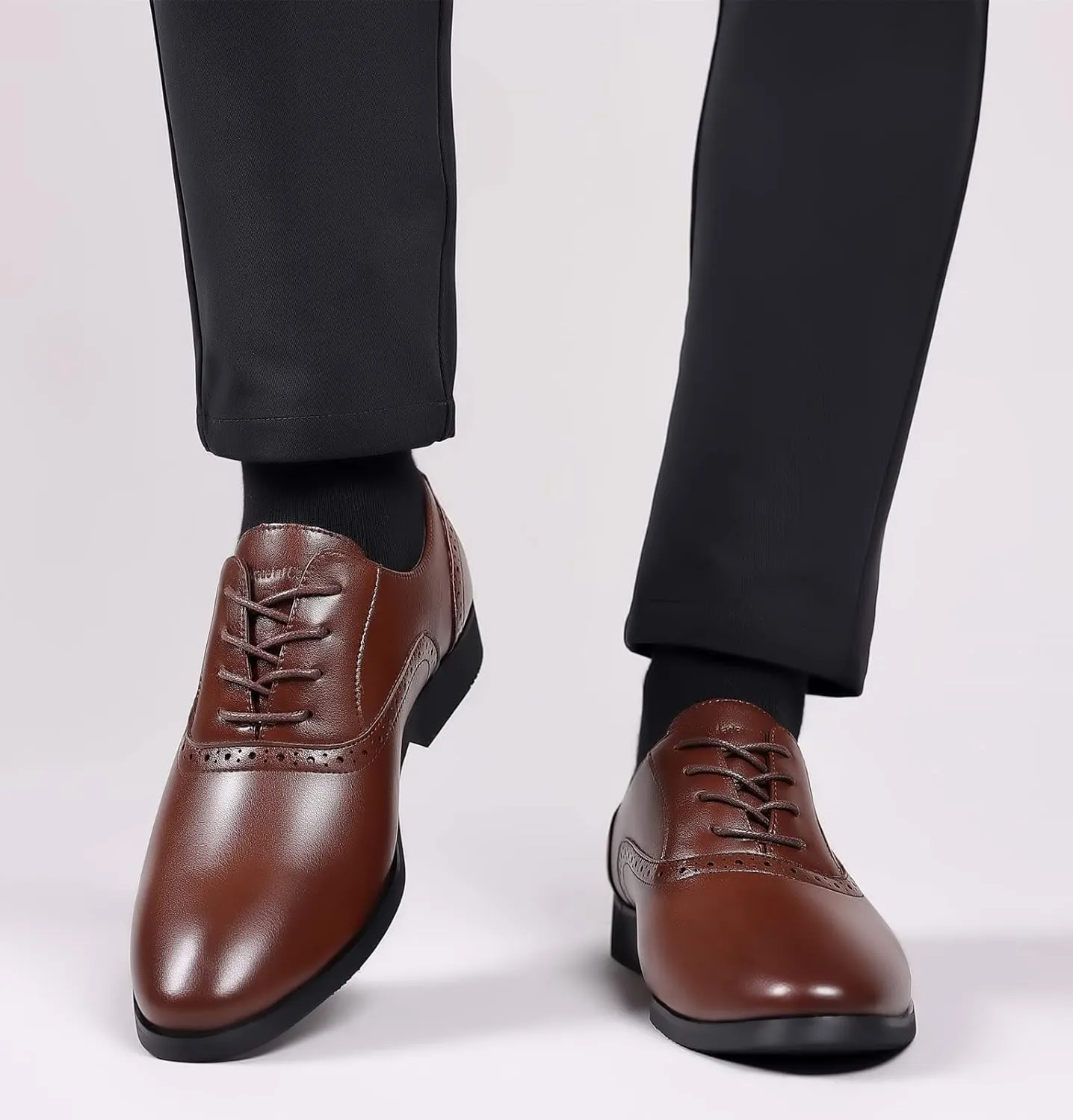 DADAWEN Men's Leather Lined Dress Shoes Formal Business Shoes Classic Lace-up Oxfords
