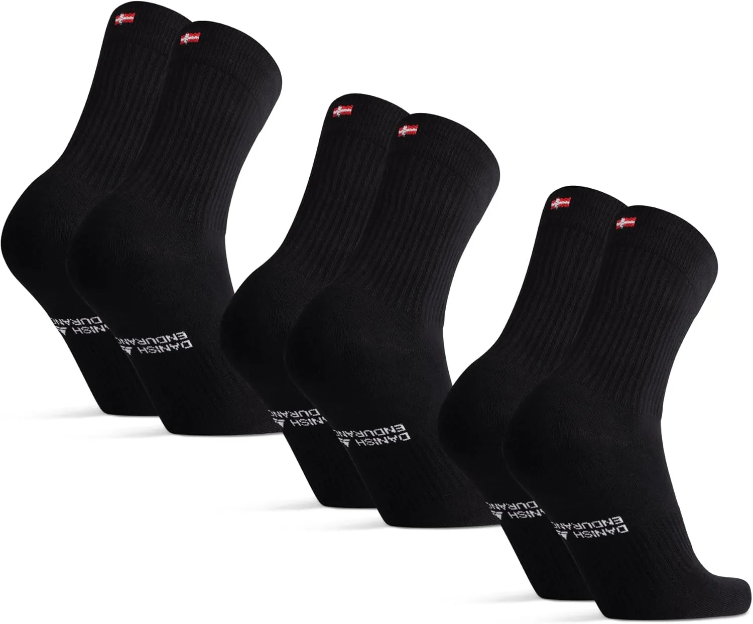 DANISH ENDURANCE Athletic Tennis Socks for Women & Men, Performance Socks, Crew Length, Breathable, 3 or 6-Pack