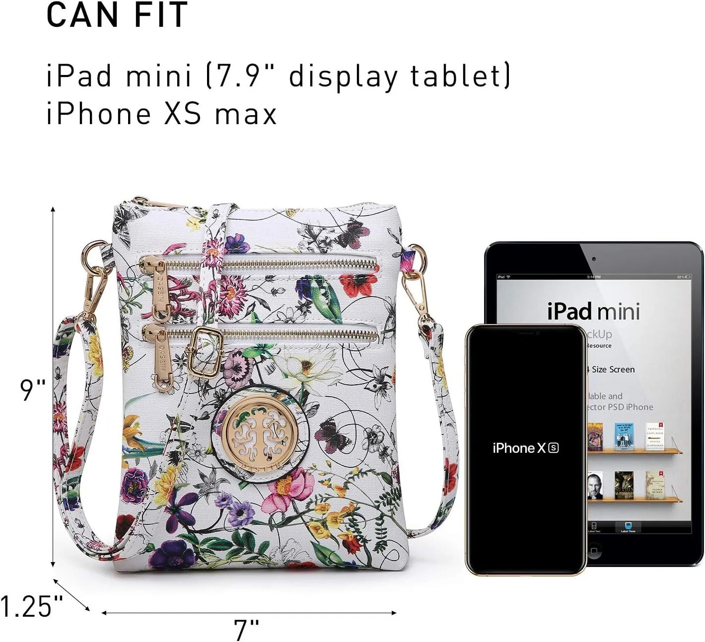 Dasein Women Small Crossbody Bag Lightweight Shoulder Purses Multi Zipper Pockets Phone Purse Handbag