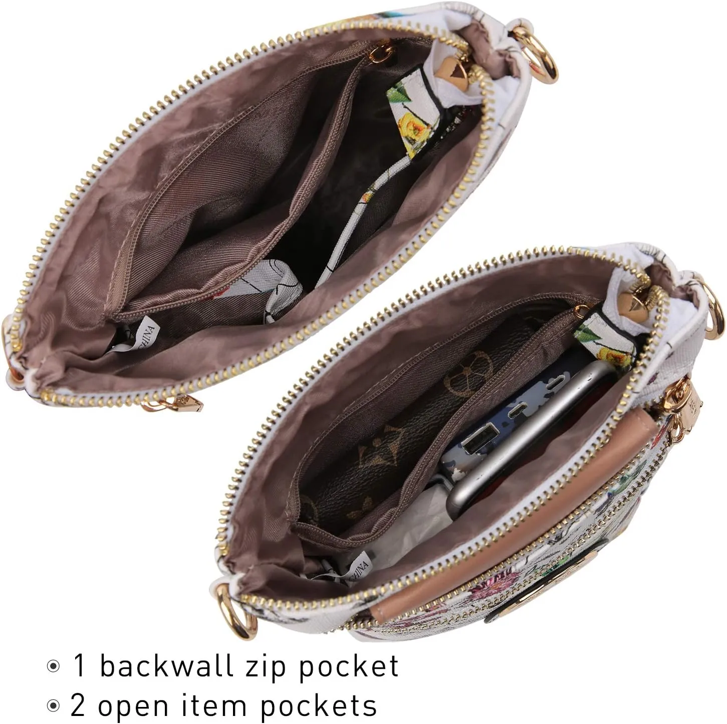 Dasein Women Small Crossbody Bag Lightweight Shoulder Purses Multi Zipper Pockets Phone Purse Handbag
