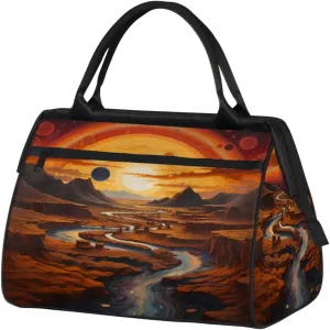Desert Sunrise Scenery Gym Bag for Women Men, Travel Sports Duffel Bag with Trolley Sleeve, Waterproof Sports Gym Bag Weekender Overnight Bag Carry On Tote Bag for Travel Gym Sport