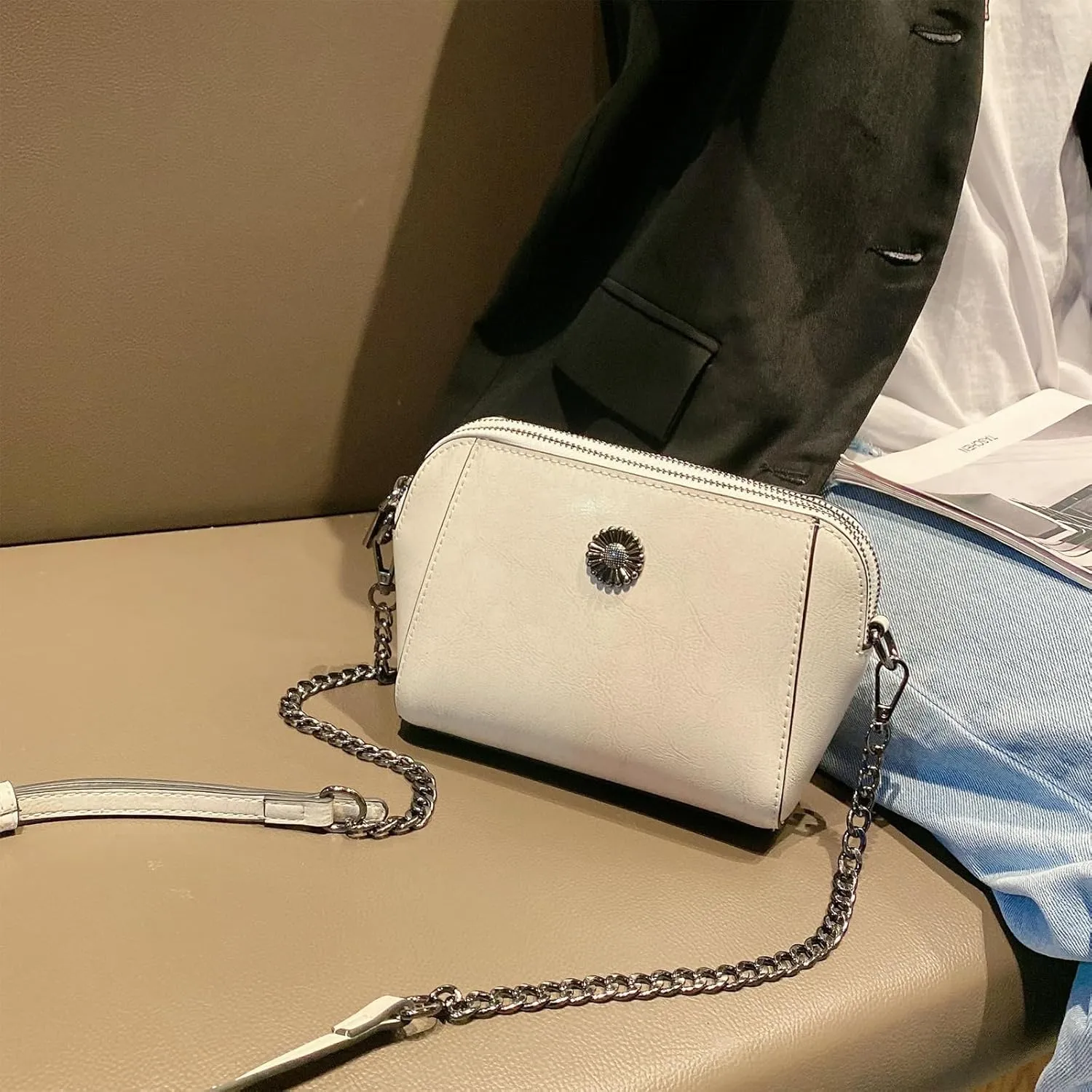Designer Leather Small Crossbody Bags Purses for Women Cell Phone Bag Soft Women's Shoulder Handbags Gifts for Women