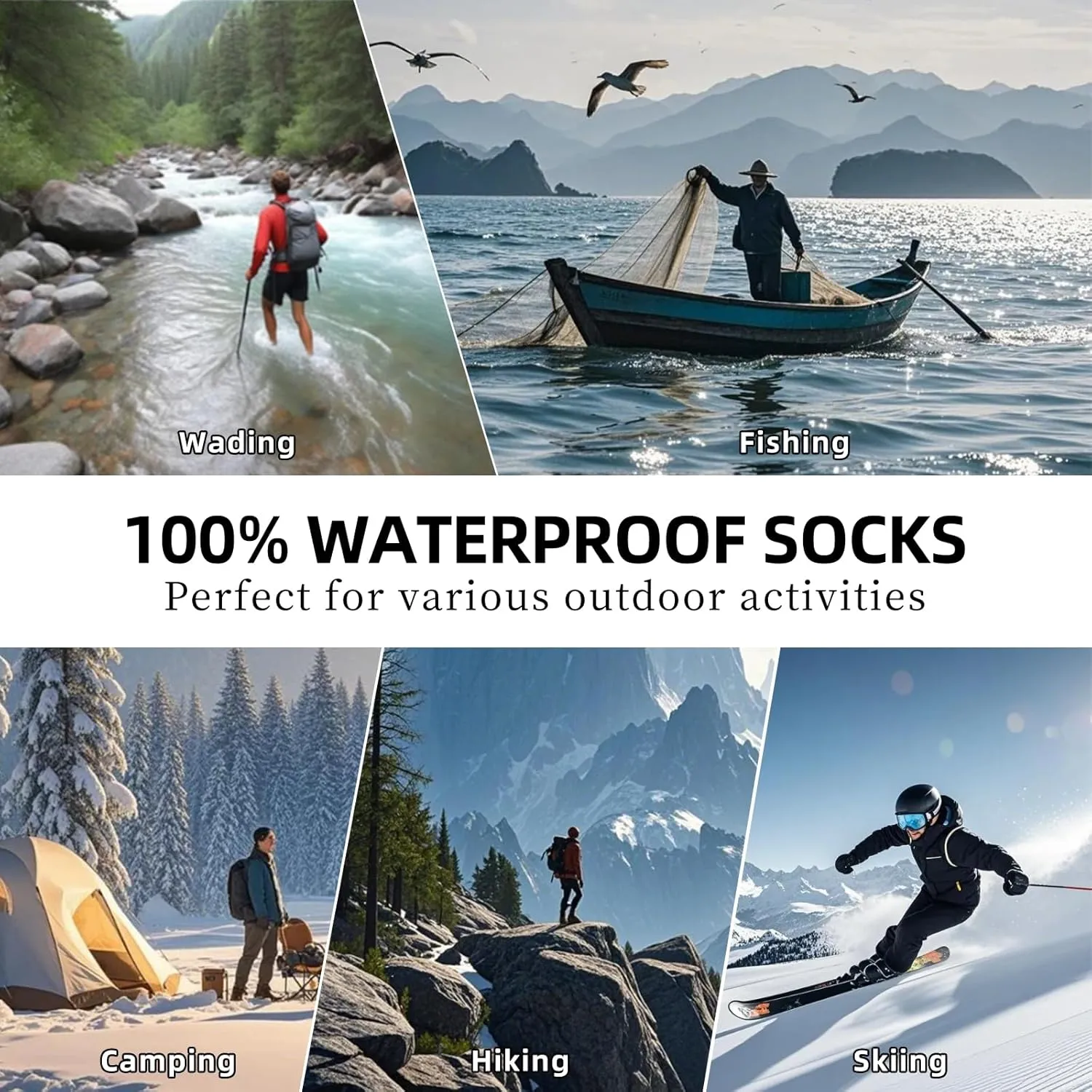DEYAN Waterproof Socks for Men & Women, Essential for Hiking, Running, Wading, Trekking, Cycling in Cold Wet Weather