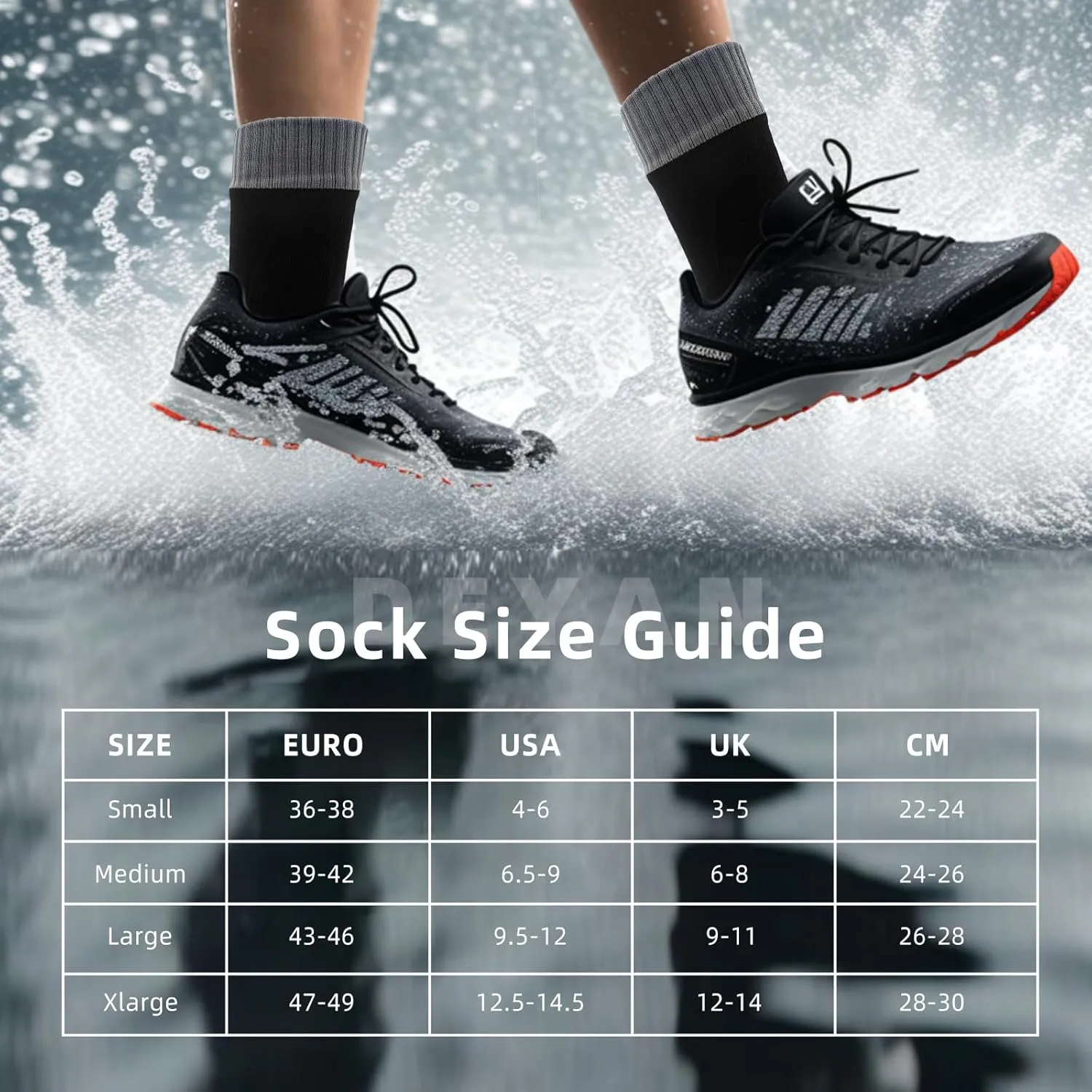 DEYAN Waterproof Socks for Men & Women, Essential for Hiking, Running, Wading, Trekking, Cycling in Cold Wet Weather