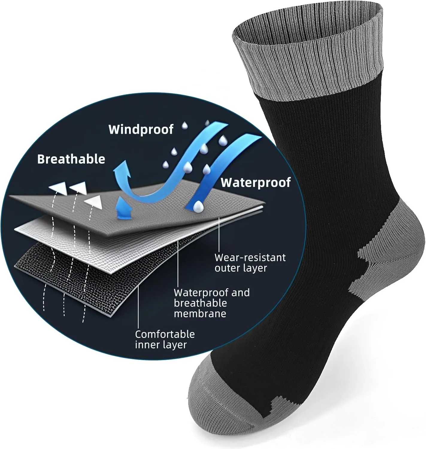 DEYAN Waterproof Socks for Men & Women, Essential for Hiking, Running, Wading, Trekking, Cycling in Cold Wet Weather