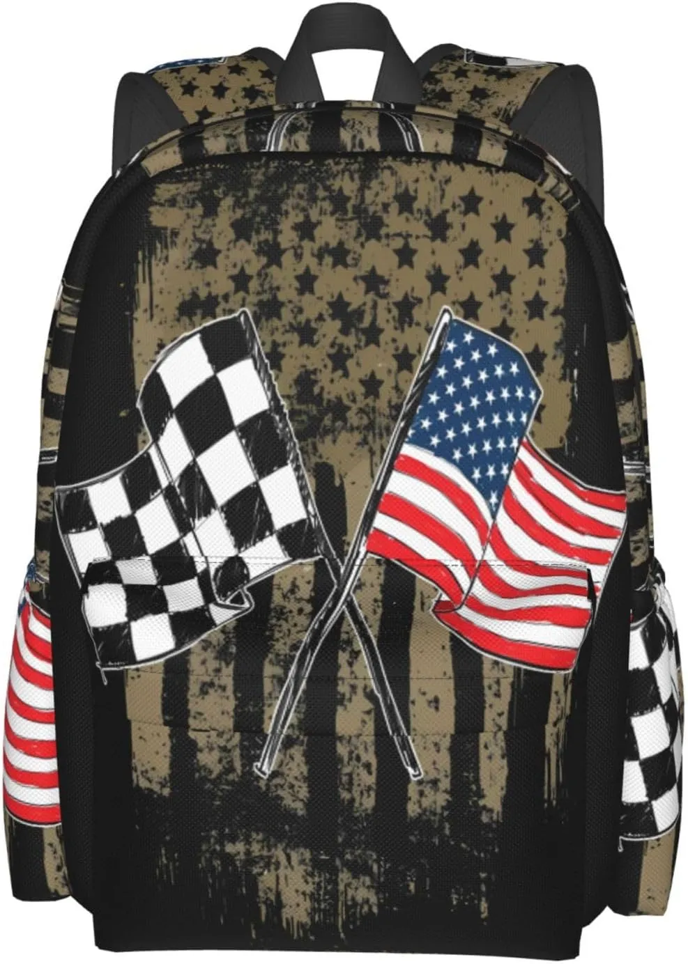Dirt Track Racing Motocross Stock Car Racing Casual Backpacks Large Travel Backpack Laptop Rucksack Sports Daypack Adjustable Strap Bag for Camping Hiking
