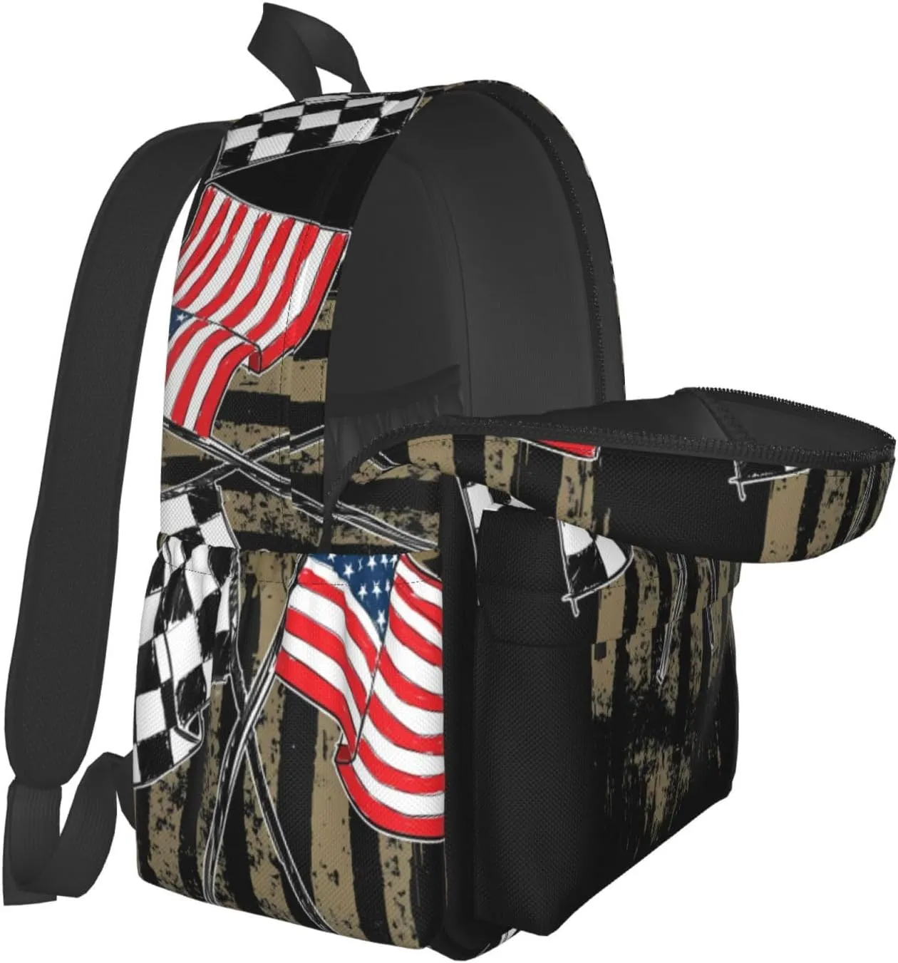 Dirt Track Racing Motocross Stock Car Racing Casual Backpacks Large Travel Backpack Laptop Rucksack Sports Daypack Adjustable Strap Bag for Camping Hiking