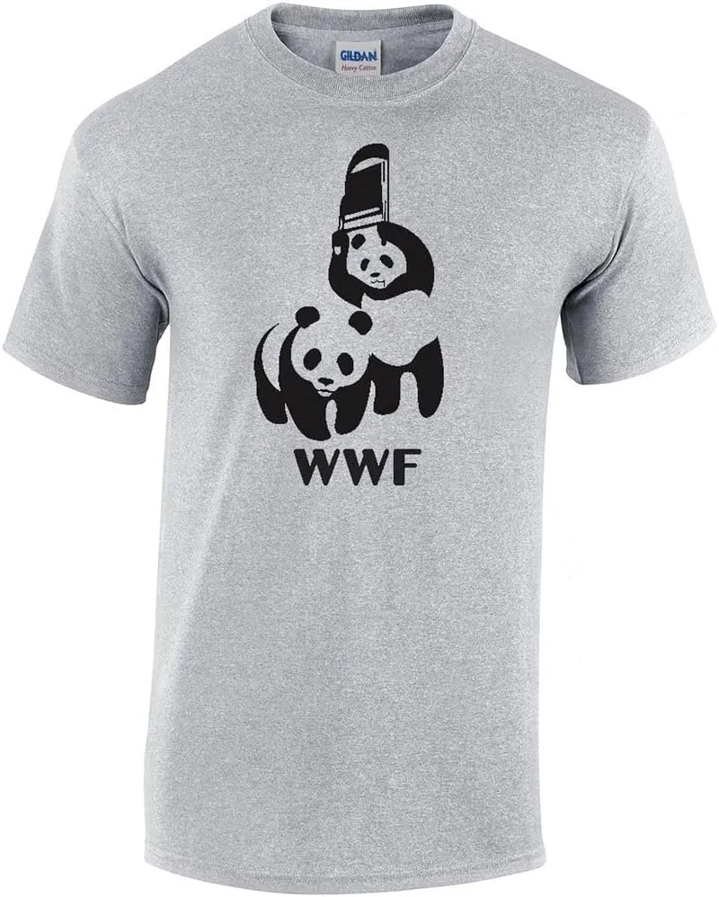 DIRTYRAGZ Men's WWF Funny Panda Bear Wrestling T Shirt Black