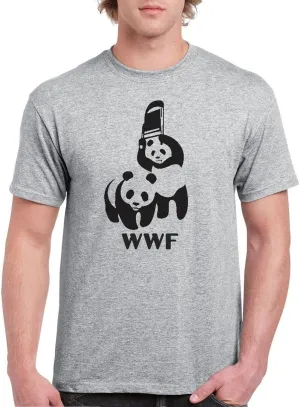 DIRTYRAGZ Men's WWF Funny Panda Bear Wrestling T Shirt Black
