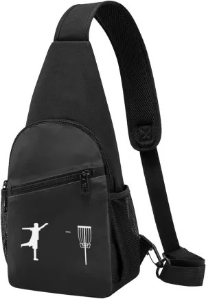 Disc Golf Unisex Chest Bag Lightweight Crossbody Shoulder Bag Travel Pocket Black