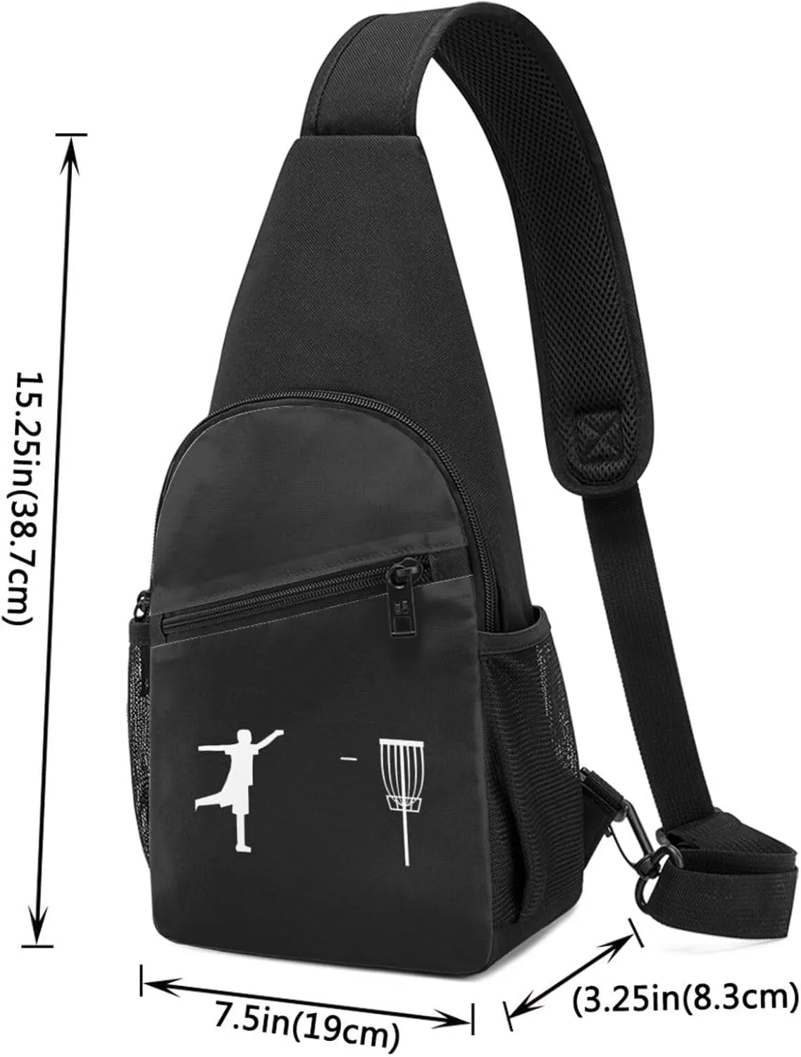 Disc Golf Unisex Chest Bag Lightweight Crossbody Shoulder Bag Travel Pocket Black