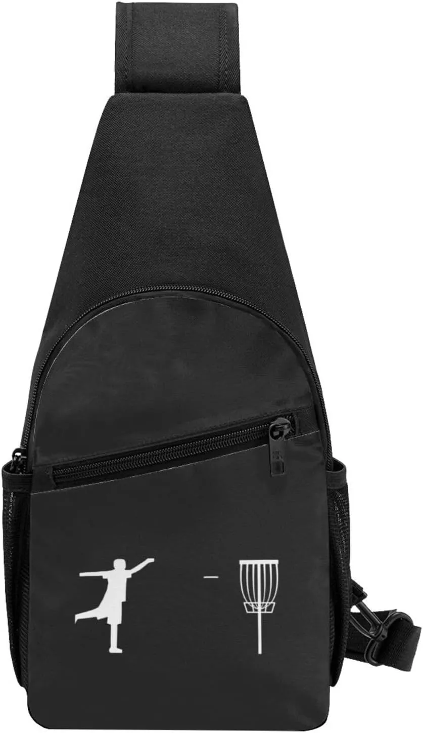 Disc Golf Unisex Chest Bag Lightweight Crossbody Shoulder Bag Travel Pocket Black