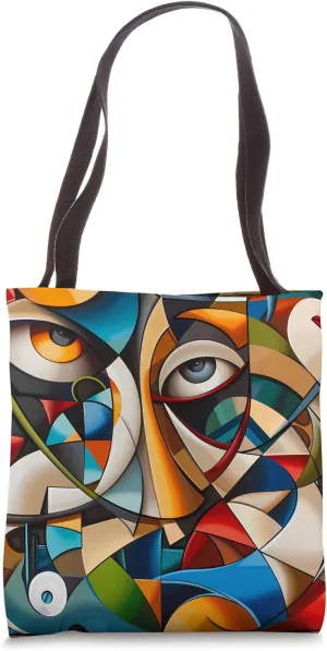 Dizzy Abstract Cubism Design Tote Bag