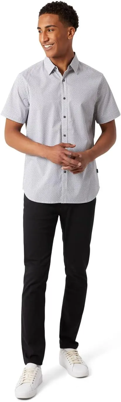 DKNY Mens Casual Short Sleeve Button Ups - Mens Printed Casual Shirts