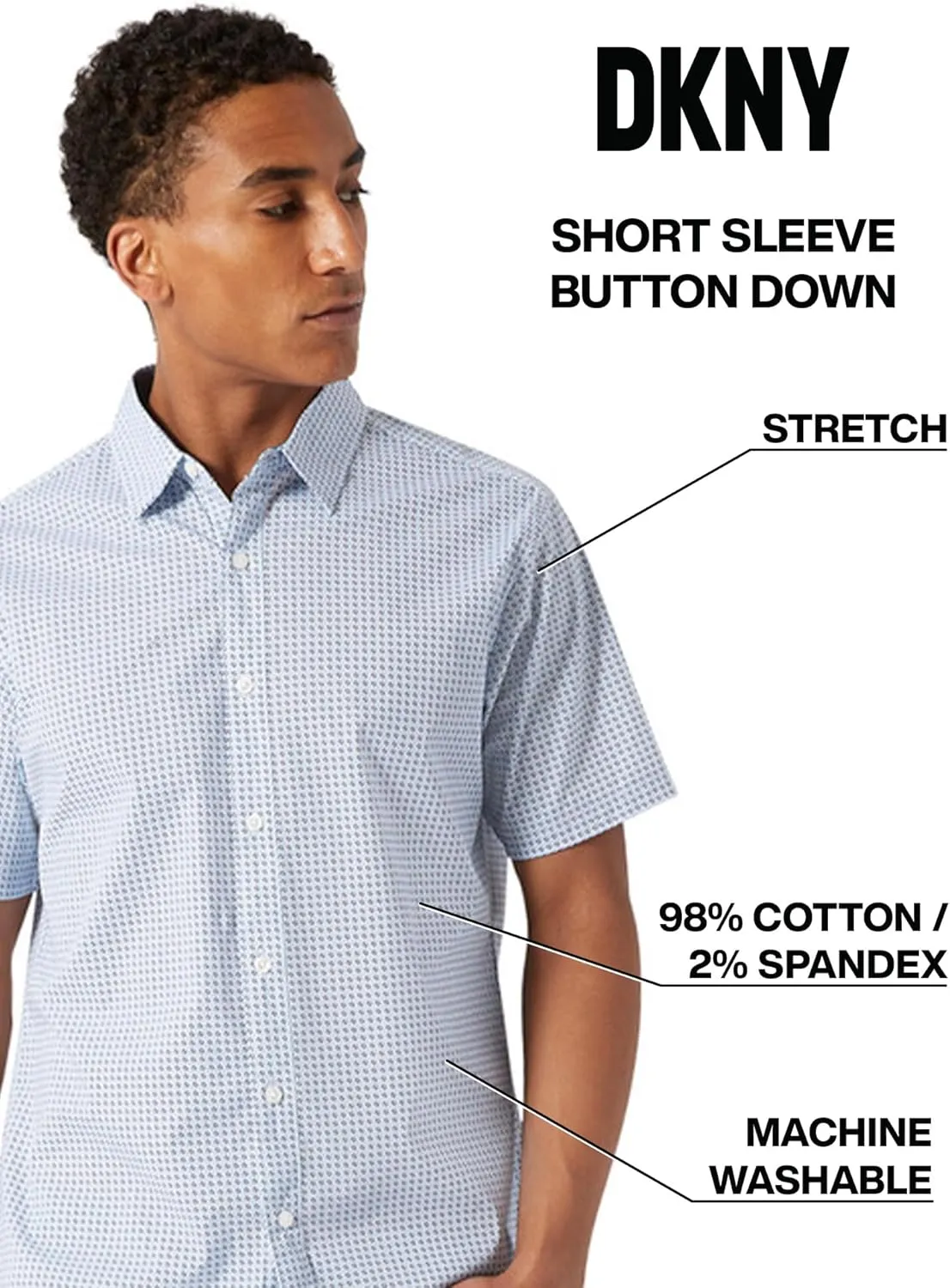DKNY Mens Casual Short Sleeve Button Ups - Mens Printed Casual Shirts