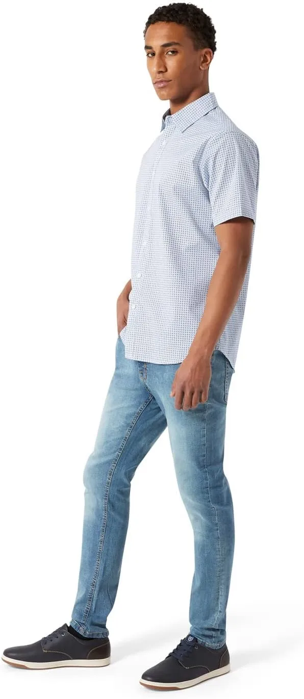 DKNY Mens Casual Short Sleeve Button Ups - Mens Printed Casual Shirts