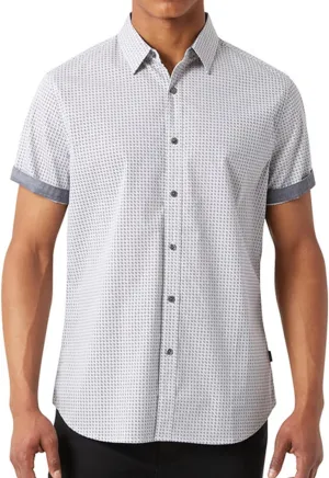 DKNY Mens Casual Short Sleeve Button Ups - Mens Printed Casual Shirts