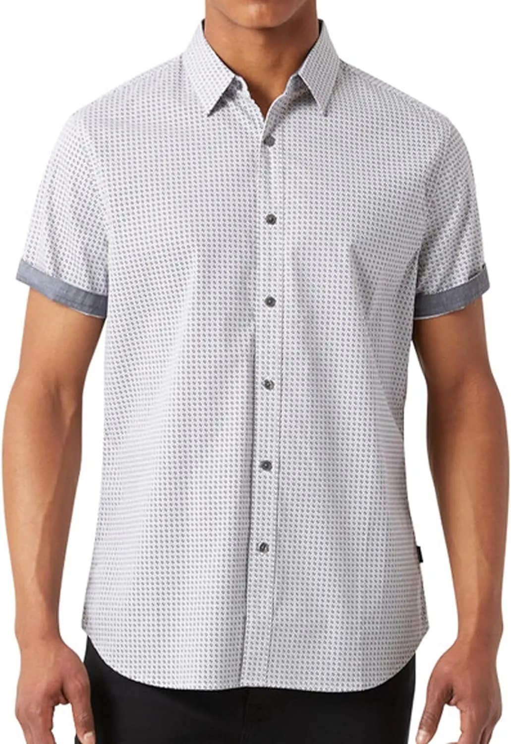 DKNY Mens Casual Short Sleeve Button Ups - Mens Printed Casual Shirts