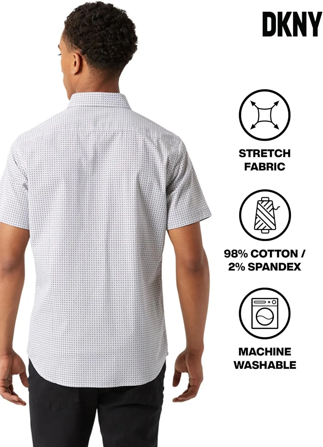 DKNY Mens Casual Short Sleeve Button Ups - Mens Printed Casual Shirts