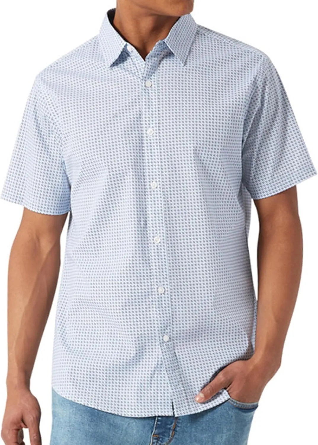 DKNY Mens Casual Short Sleeve Button Ups - Mens Printed Casual Shirts