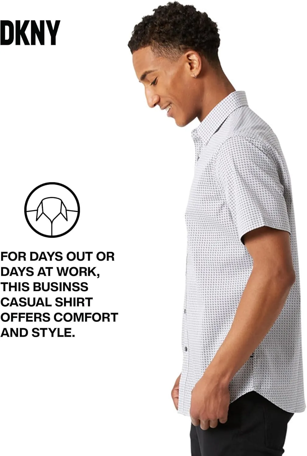 DKNY Mens Casual Short Sleeve Button Ups - Mens Printed Casual Shirts