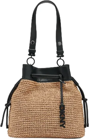 DKNY Women's Bardot Bucket, Natural/Black, Medium