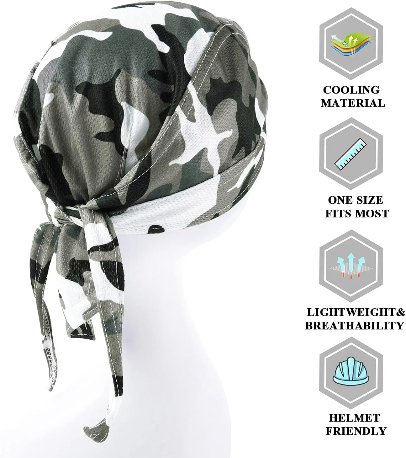 DOCILA 3 Pcs Do Rags for Men Skull Cap Bandana Hat Breathable Helmet Linner Beanie